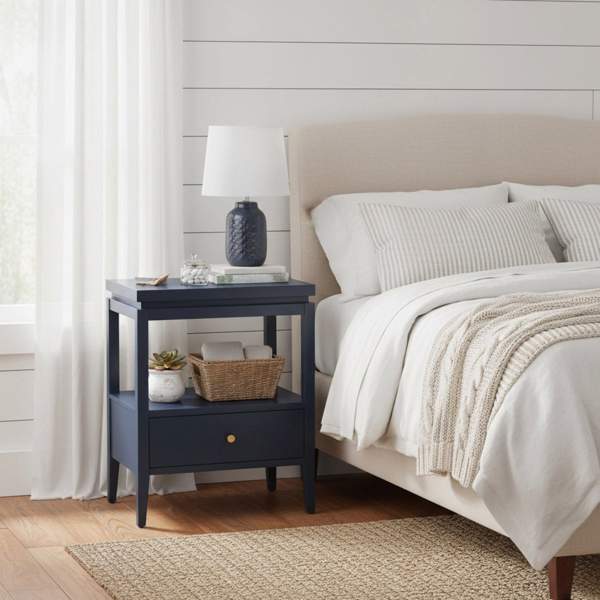 Olana Midnight Blue 1-drawer Nightstand