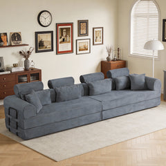 L shape Modular Sectional Sofa, Compressed Sectional Sofa Modern Minimalist Style Corduroy Couch,Unfold into a bed, Bedroom, Comfy Compressed Sofa Couch Space-Efficient Design(Dark Gray)