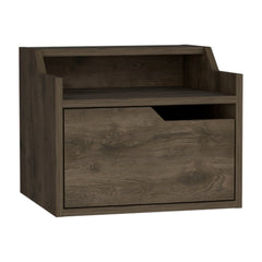 Busan Modern Floating Nightstand , End Table, Side Table Single-Drawer Design with Sleek Two-Tiered Top Shelf Surfaces- Dark Brown - Bedroom
