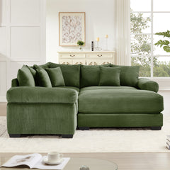 Oversized Cloud Modular Sectional Couch, Convertible Sectional Couches,Extra-Thick Armrests With An Ottoman,Soft Corduroy Fabric, Ergonomic Design,Easy Assembly,For Living Rooms Reading Rooms,Green
