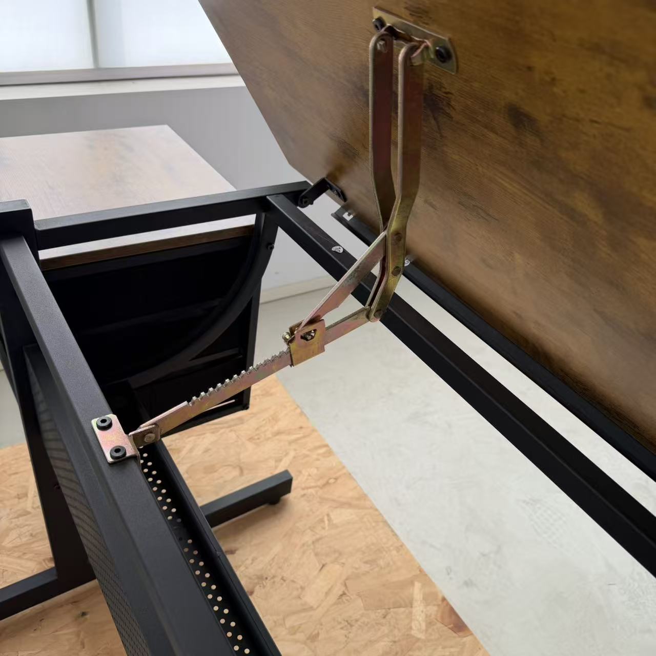 Black drafting drawing table with stool and 3 drawers