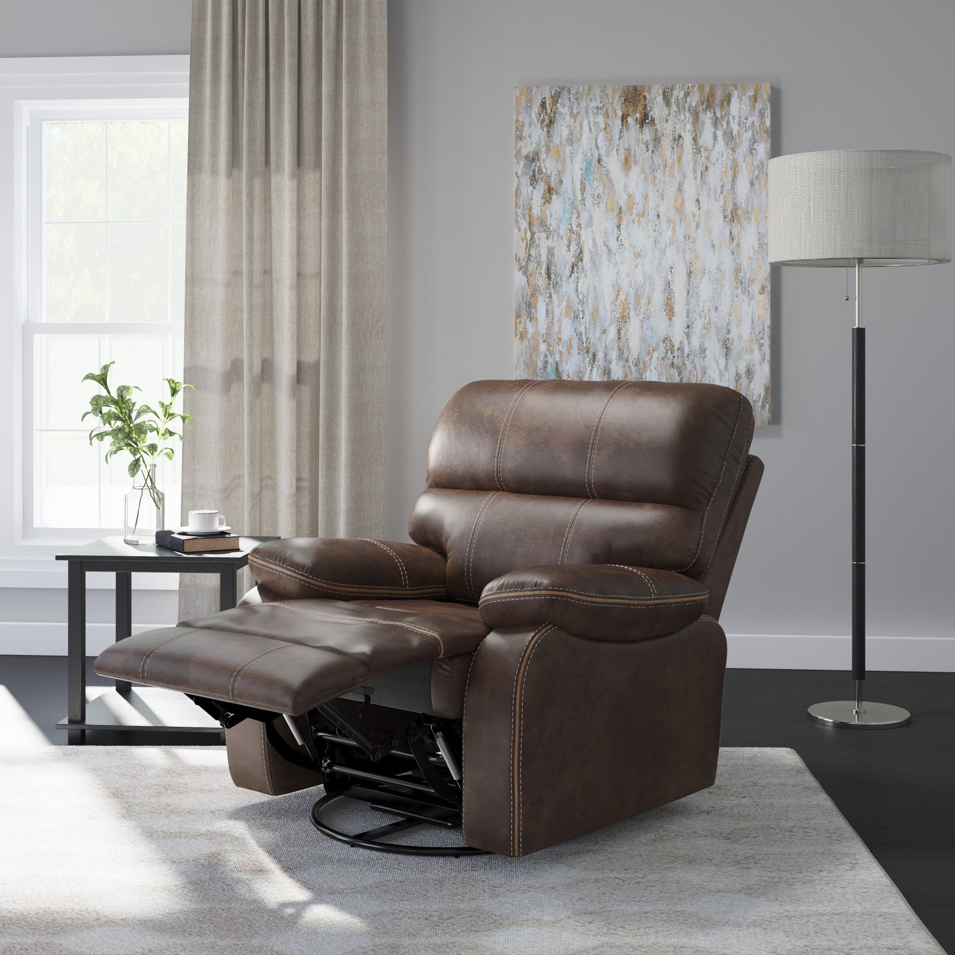 Brown Swivel Gliding Recliner