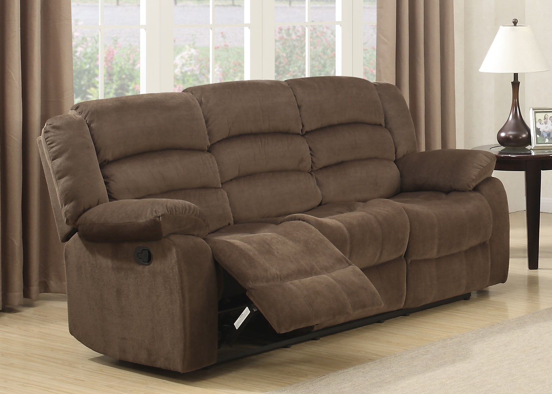 Modern & Stylish 3-Seater Upholstered Sofa, Brown, with Pillow-Top Armrests