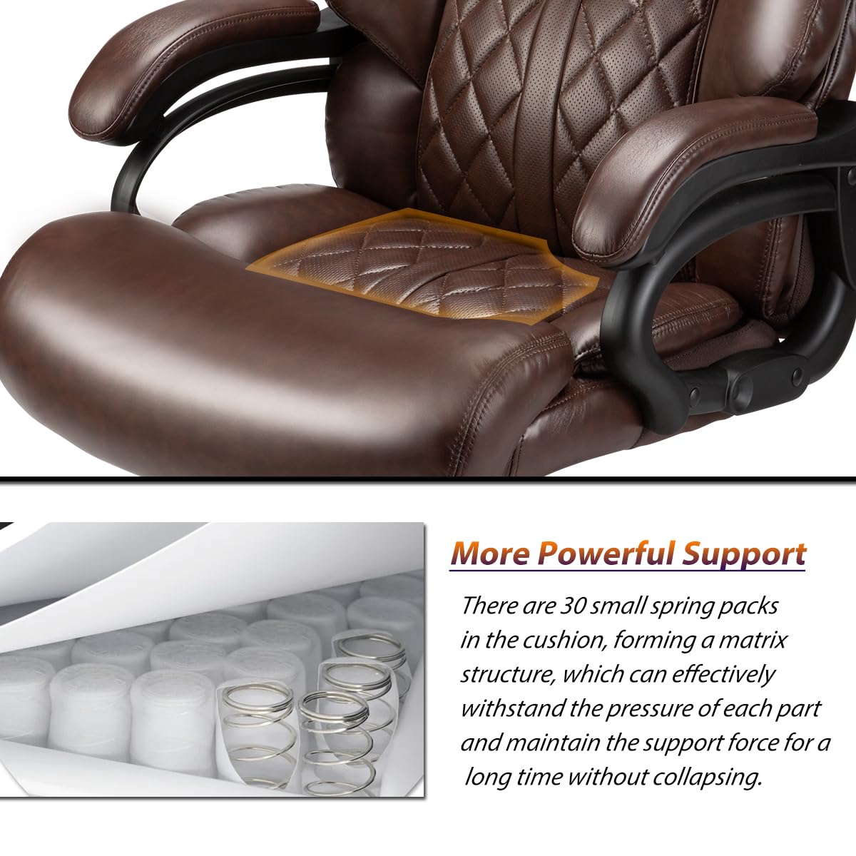500lbs Big and Tall Office Chair for Heavy People Executive Office Chair with Wide Spring Seat Computer Desk Chair 360 Swivel Home Office Desk Chair