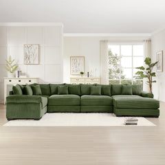 Oversized Cloud Modular Sectional Couch,Convertible Sectional Couches,Extra-Wide Armrests With An Ottoman,Premium Corduroy Fabric,Ergonomic Design, Easy Assembly, For Living Rooms Study,Green