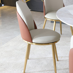 Dining Chairs Set of 2, Modern PU Leather Dining Gold Metal Legs for Living Kitchen Dining Room Beige (Set of 2)