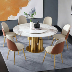 Dining Chairs Set of 2, Modern PU Leather Dining Gold Metal Legs for Living Kitchen Dining Room Beige (Set of 2)