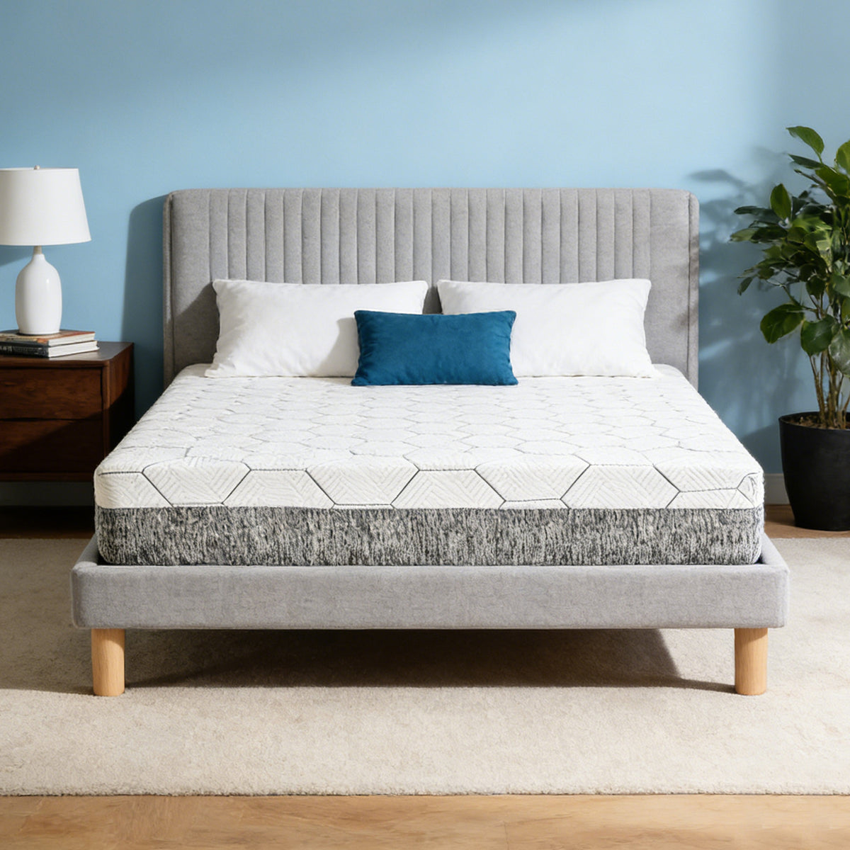 12 Inch Queen Size Mattress - Ultra-Breathable & Sterilizing, High Rebound for Long-Lasting Comfort, Eco-Conscious Material, Sleek Styling Perfect for Modern Bedrooms Made in Japan