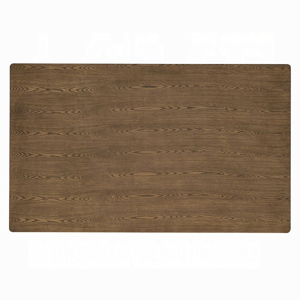 Walnut Finish Rectangular Dining Table 1pc Solid Rubber Wood Kitchen Furniture