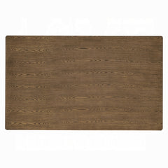 Walnut Finish Rectangular Dining Table 1pc Solid Rubber Wood Kitchen Furniture