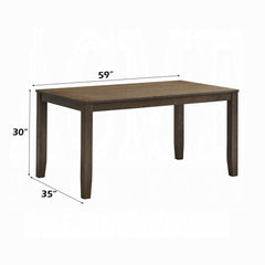 Walnut Finish Rectangular Dining Table 1pc Solid Rubber Wood Kitchen Furniture