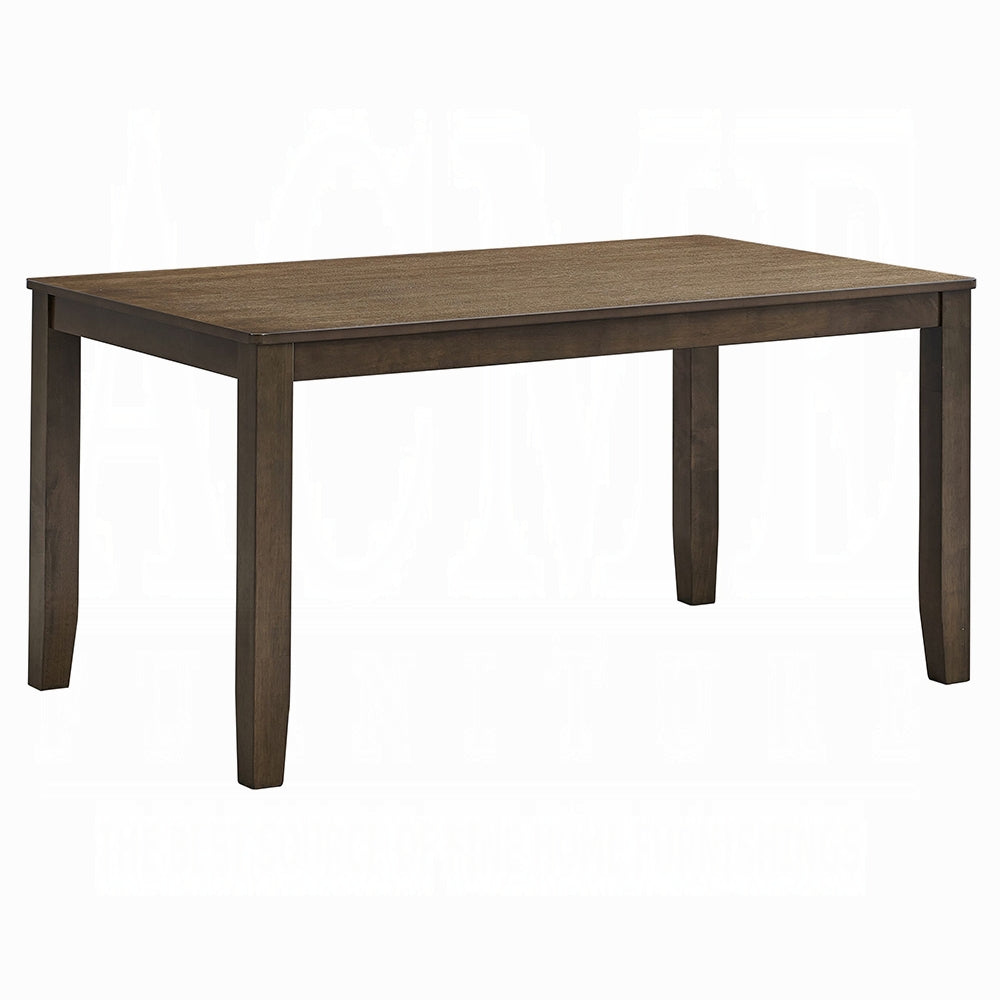 Walnut Finish Rectangular Dining Table 1pc Solid Rubber Wood Kitchen Furniture