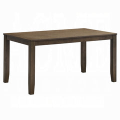 Walnut Finish Rectangular Dining Table 1pc Solid Rubber Wood Kitchen Furniture