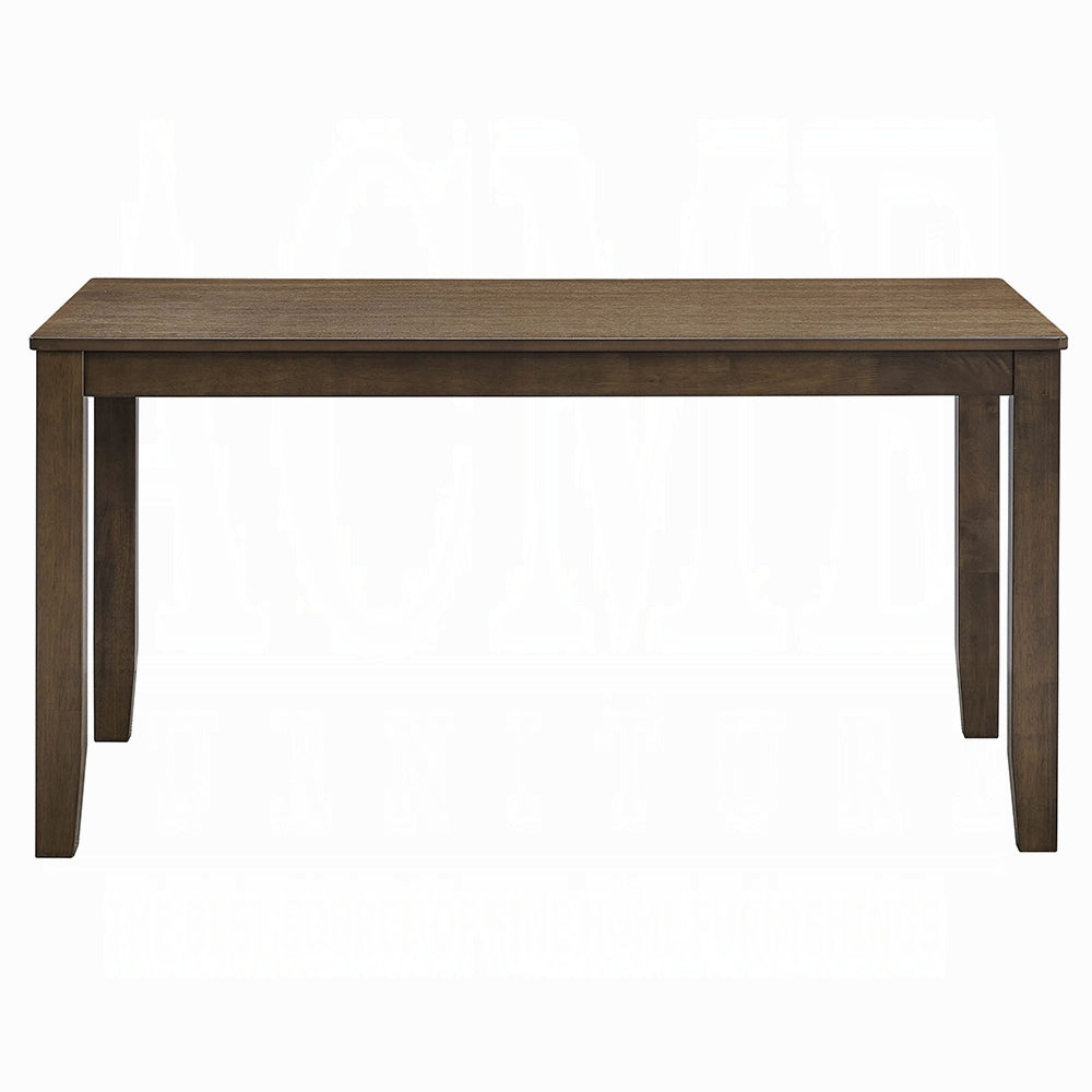 Walnut Finish Rectangular Dining Table 1pc Solid Rubber Wood Kitchen Furniture