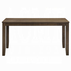 Walnut Finish Rectangular Dining Table 1pc Solid Rubber Wood Kitchen Furniture