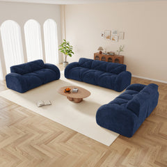 3 Piece Sofa Set Oversized Sofa Comfy Sofa Couch, 2 Pieces of 2 Seater and 1 Piece of 3 Seater Sofa for Living Room,Soft Velvet Fabric,32D High Density Sponge  Bottom,No Assembly Required,Blue