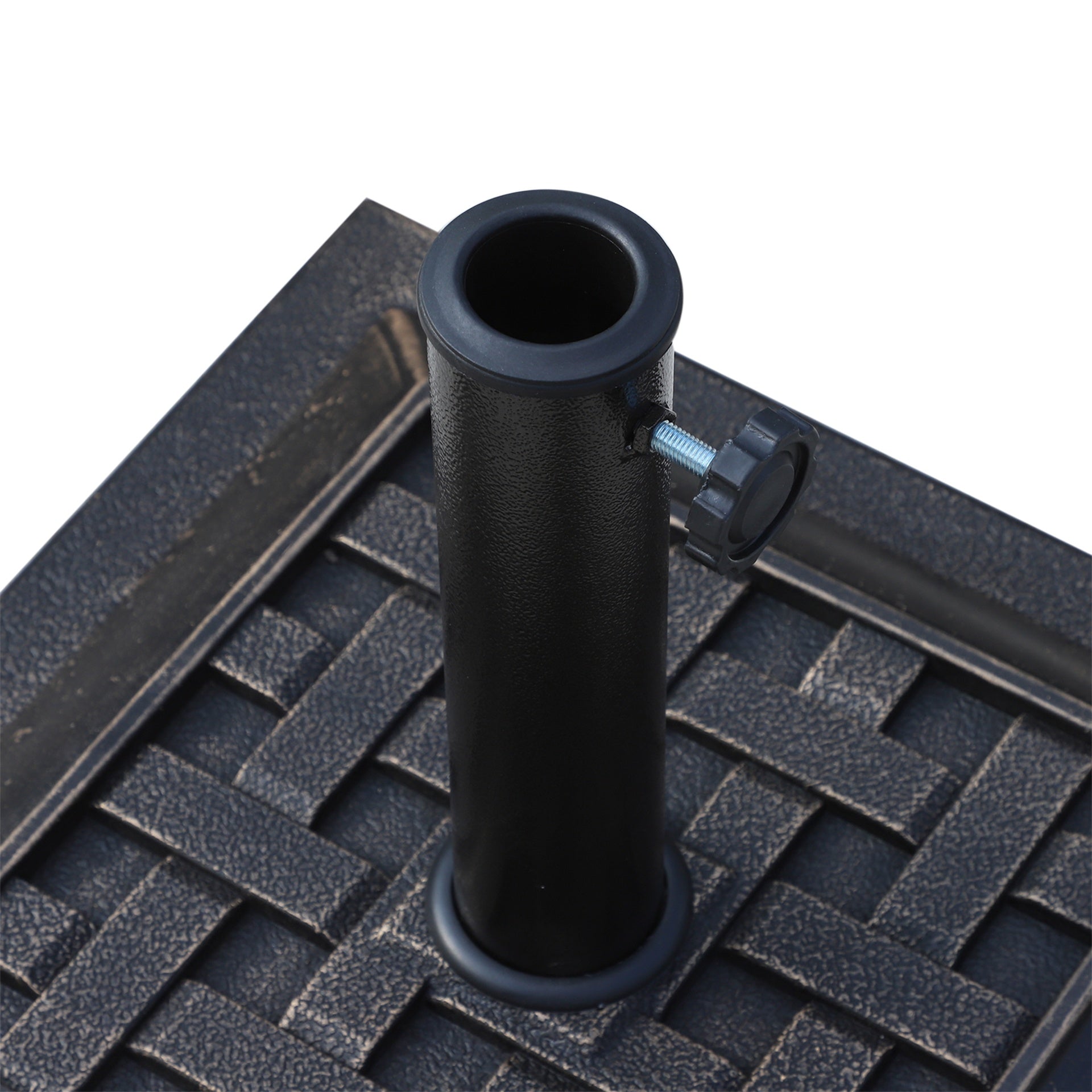 Outsunny 20 lbs Patio Market Umbrella Base Stand Resin Parasol Holder Square with Beautiful Decorative Pattern & Easy Setup, for Φ1.5", Φ1.89" Pole, for Beach, Lawn, Deck, Backyard, Garden, Bronze