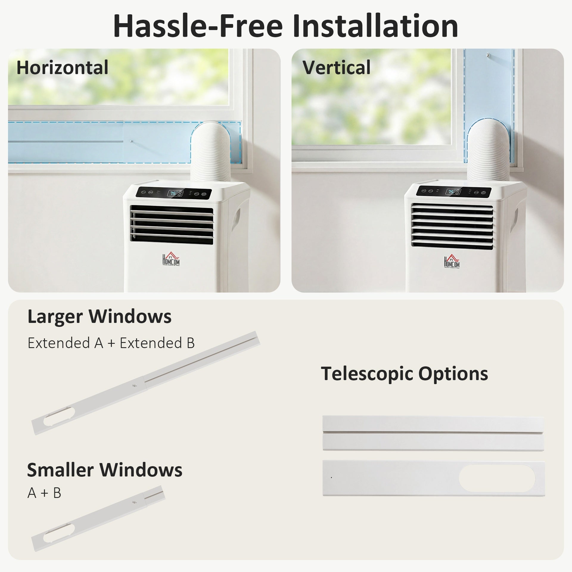 HOMCOM 10000 BTU Mobile Portable Air Conditioner with Cooling, Dehumidifier and Ventilating, 2 Speed Fans, 24-Hour Timer, White