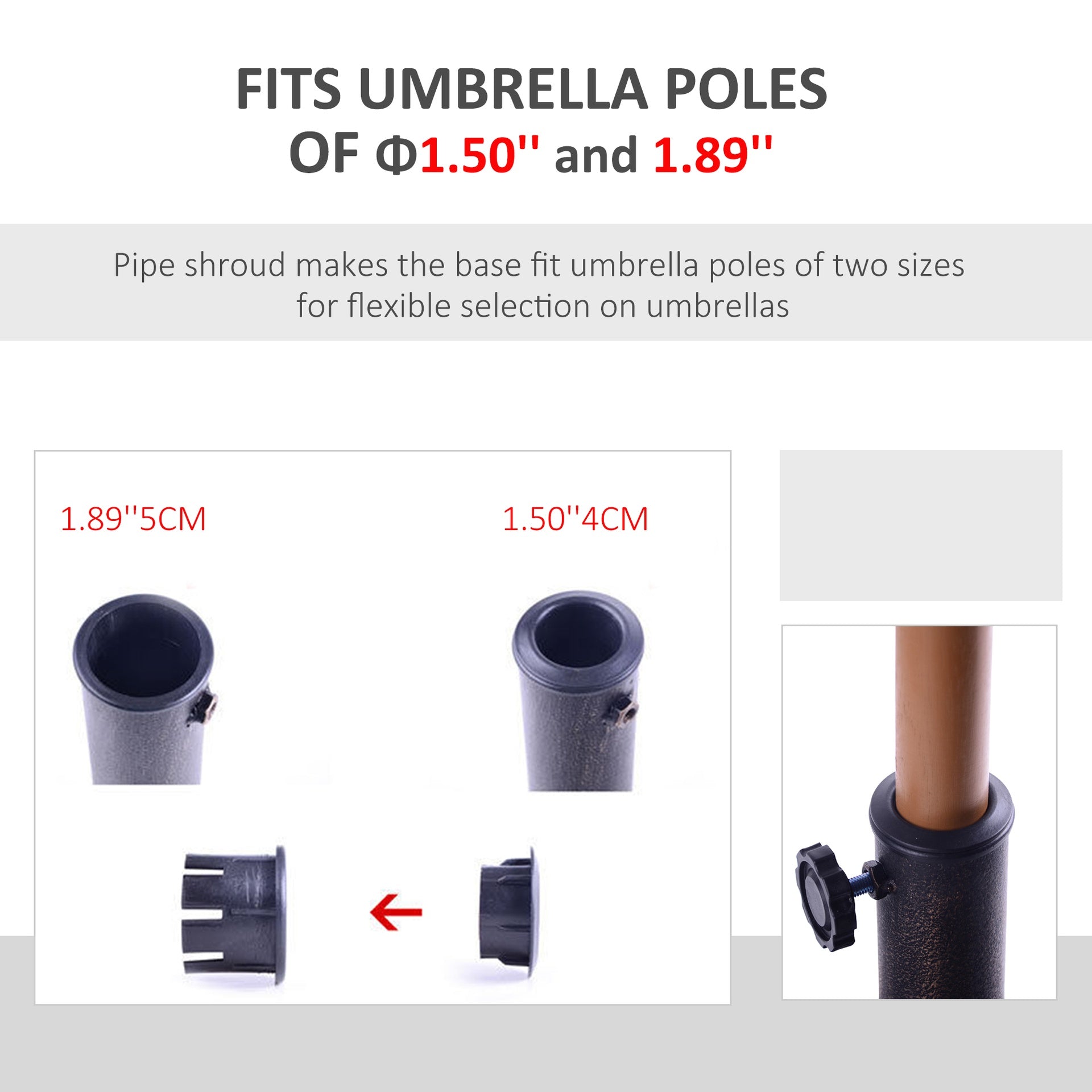 Outsunny 18" 26 lbs Round Resin Umbrella Base Stand Market Parasol Holder with Beautiful Decorative Pattern & Easy Setup, for Φ1.5", Φ1.89" Pole, for Lawn, Deck, Backyard, Garden, Bronze