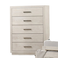 Transitional Style Chest 1pc Metal Side Glides English Dovetail Drawers Light Gray Finish Bedroom Furniture