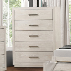 Transitional Style Chest 1pc Metal Side Glides English Dovetail Drawers Light Gray Finish Bedroom Furniture