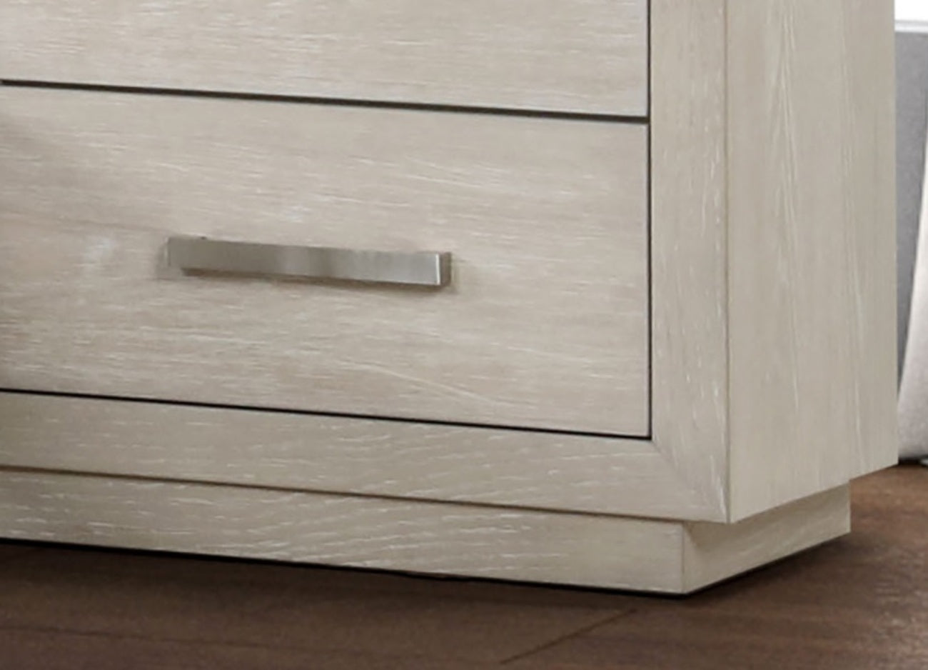 Transitional Style Chest 1pc Metal Side Glides English Dovetail Drawers Light Gray Finish Bedroom Furniture