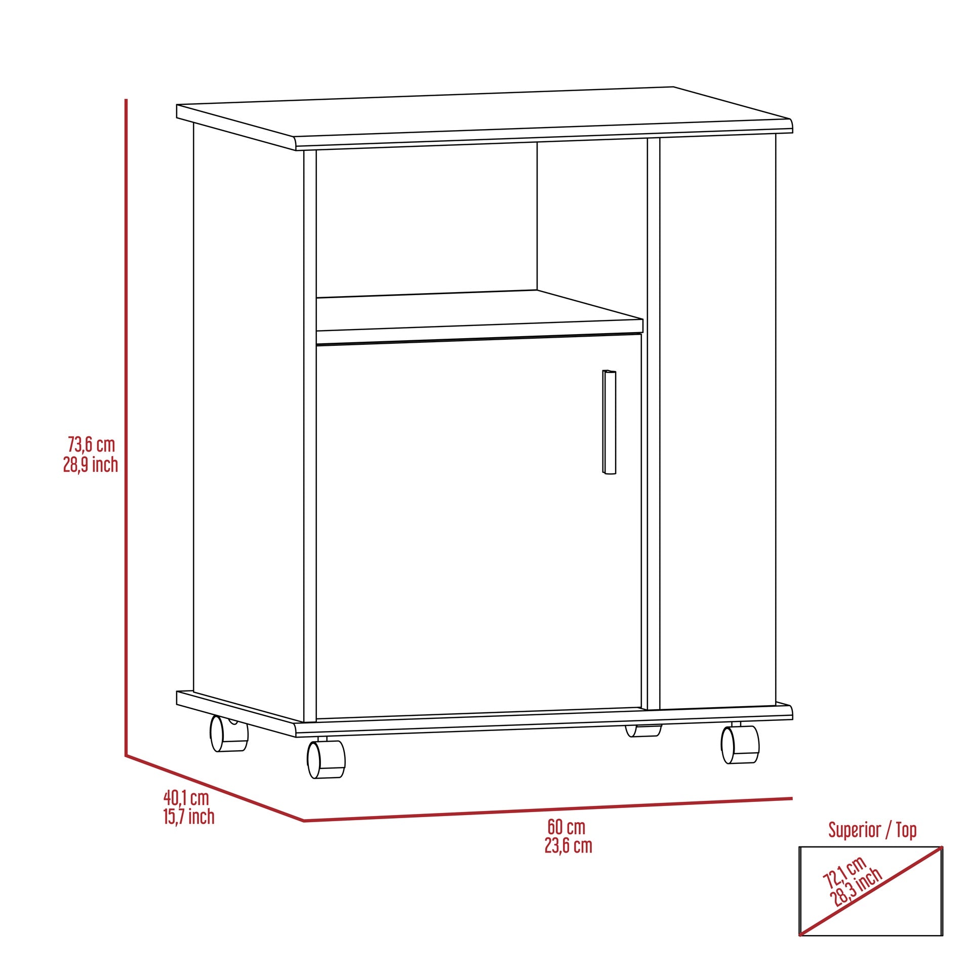 Kit Lower Microwave Cabinet, Single Door, Three Side Shelve -White