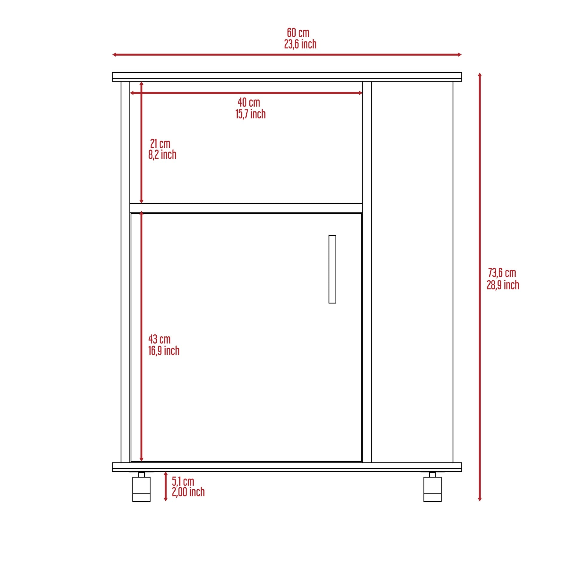 Kit Lower Microwave Cabinet, Single Door, Three Side Shelve -White