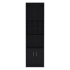 Kevil 71-Inch Tall Bar Cabinet 5-Tier Modern Bar Cabinet with Glass Holder Stemware Rack, Wine Cabinet, Liquor Cabinet, 12 Bottle Cubbies, 5 Shelves, and Pull Out Tray