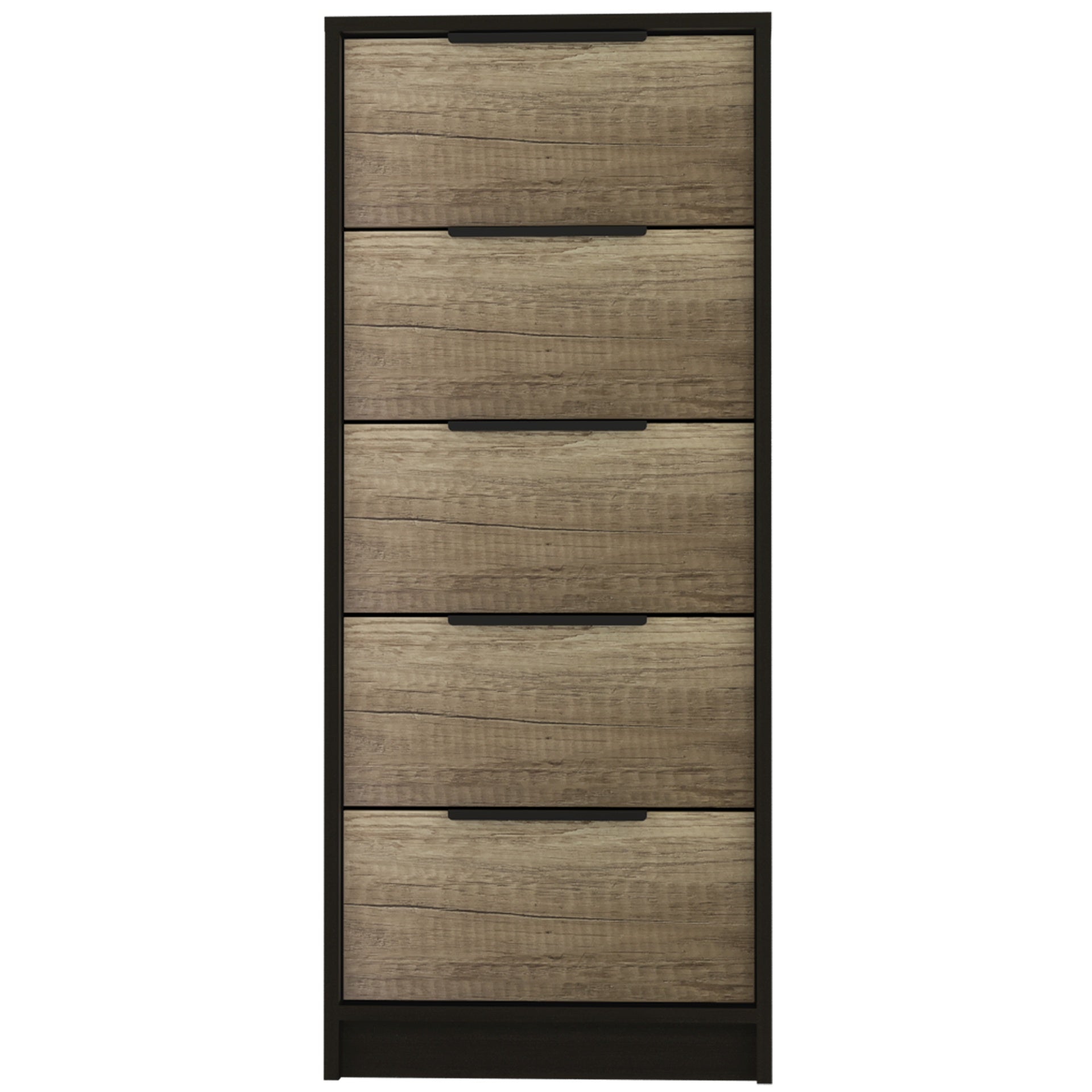 Kaia 5 Drawer Dresser, Vertical Dresser -Black / Pine