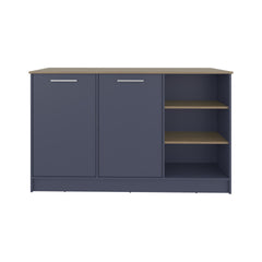 Ginger Kitchen Island with Spacious Dining Countertop, Three Open Storage Shelves, Dual Cabinet Doors with Interior Shelves and Functional Floorstanding