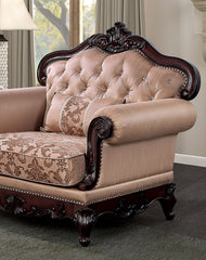 Dark Cherry And Light Brown Finish Traditional Style 1pc Chair Rolled Arms Nailhead Trim Accent Pillow Included
