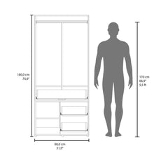 Alpine Armoire With Double Doors, Internal Shelves And Hanging Rod, Black