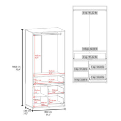 Alpine Armoire With Double Doors, Internal Shelves And Hanging Rod, Black