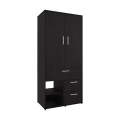 Alpine Armoire With Double Doors, Internal Shelves And Hanging Rod, Black