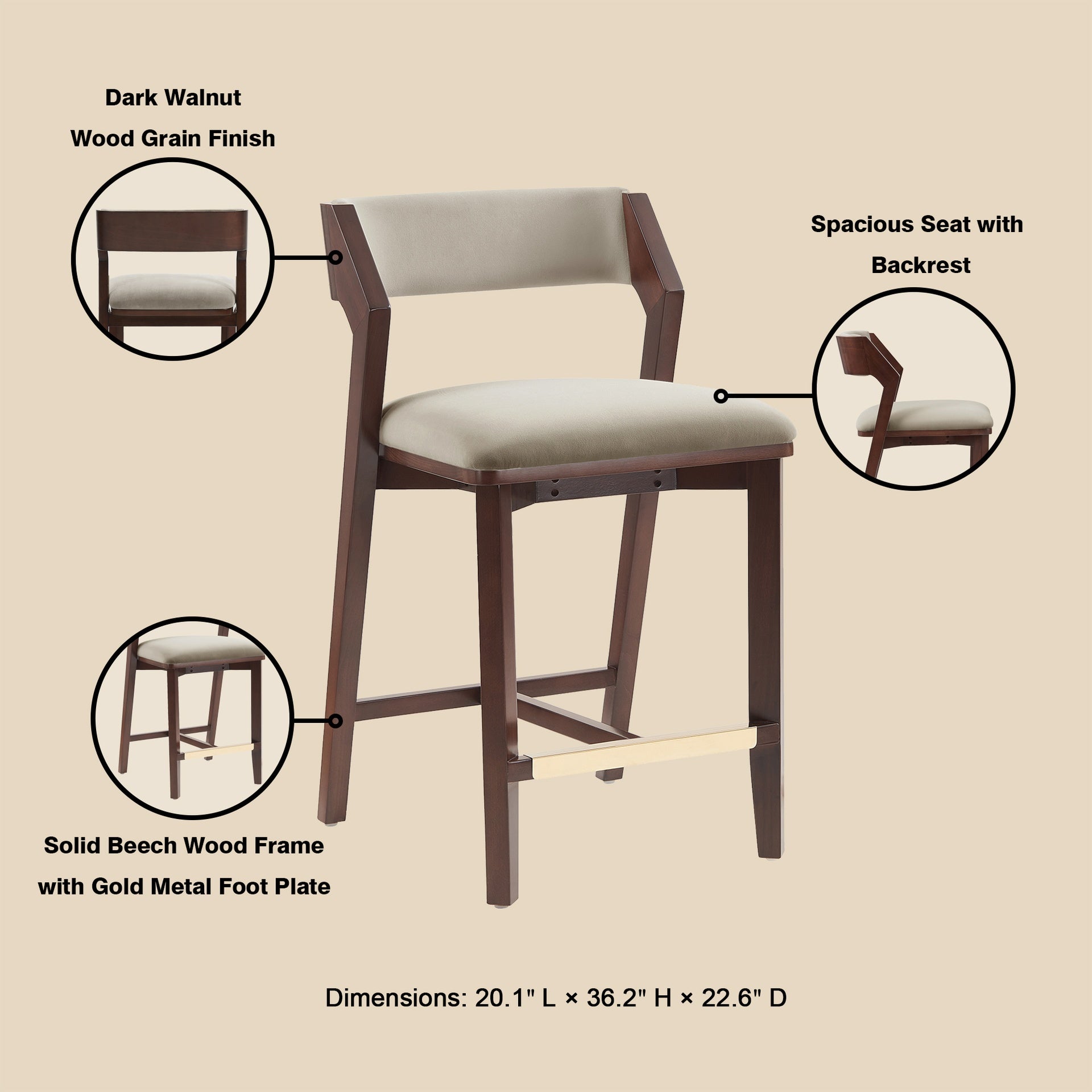 Counter Stool in Linen