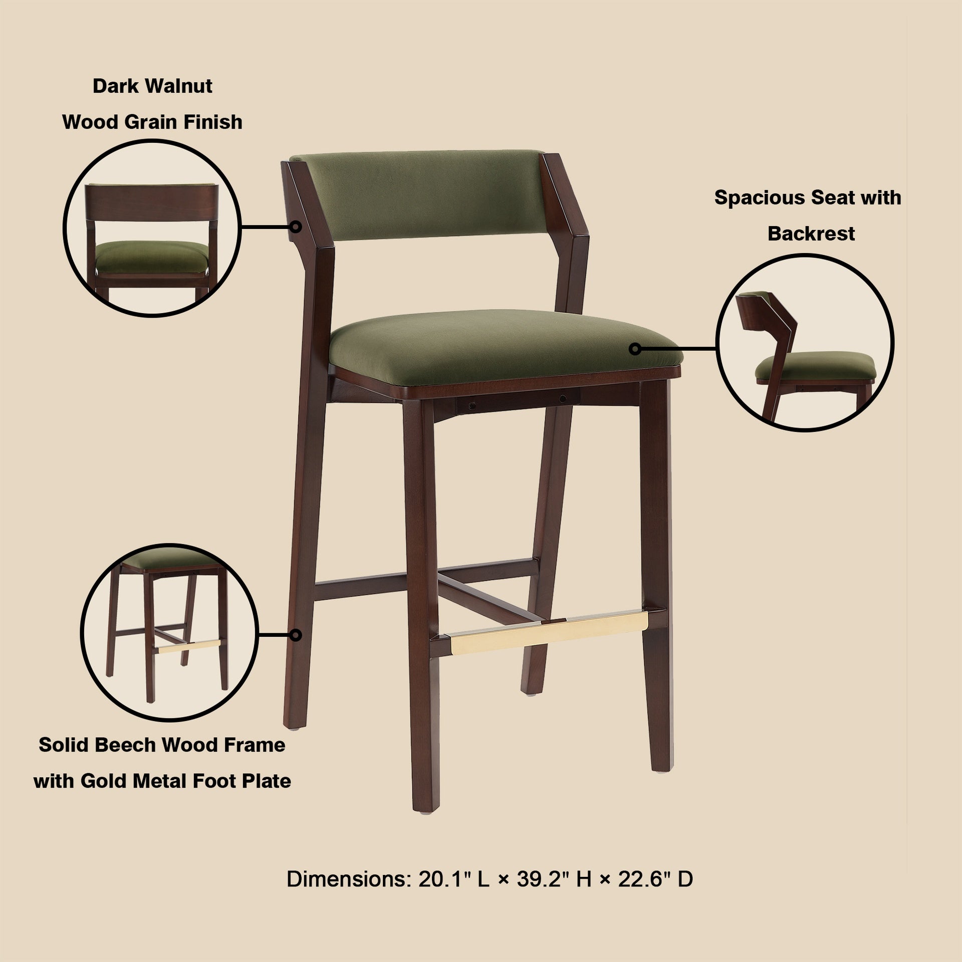 Barstool in Turtle Green