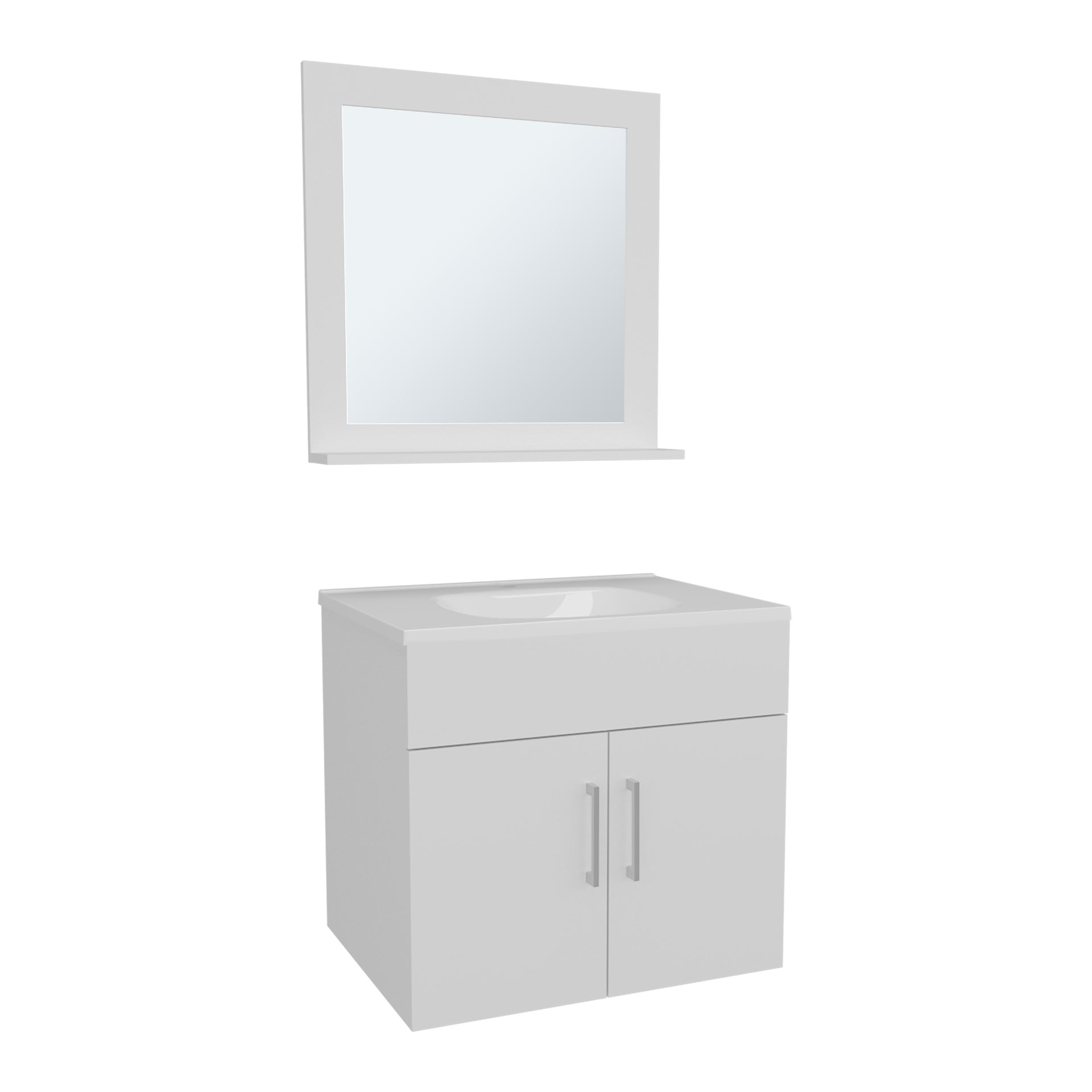 Blake Bathroom Mirror Cabinet with Two Interior Shelves, Wall-Mounted Storage White