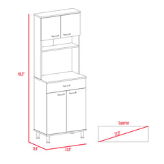 Della 60 Kitchen Pantry with Countertop, Closed & Open Storage -White