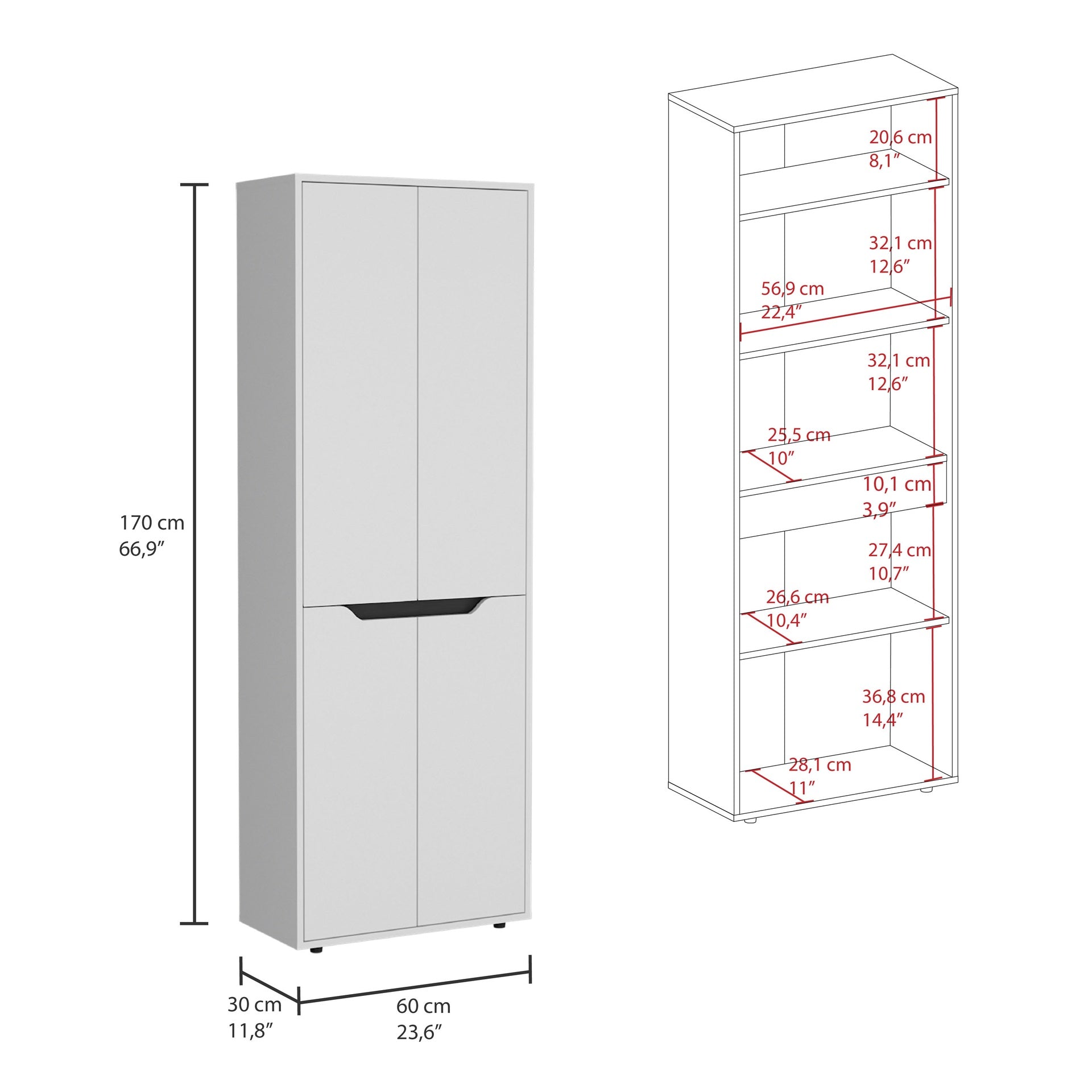 Herrin Storage Cabinet Kitchen Pantry With Four Doors and and Five Interior Shelves