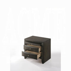 1pc Gray Oak Finish Nightstand with Two Storage Drawers and Pull Out Tray Wooden Bedroom Furniture