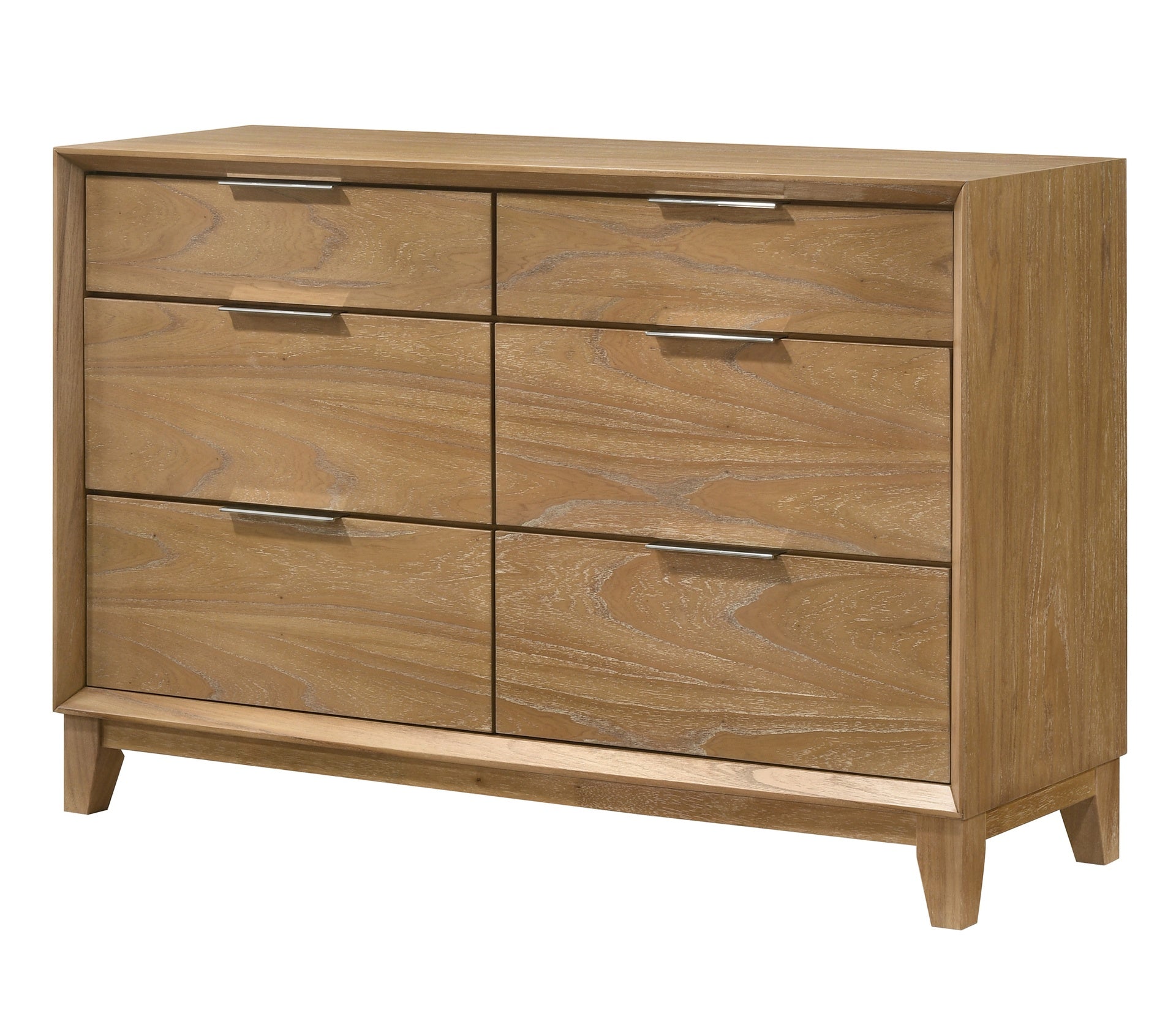 1pc Contemporary 6-Drawer Storage Dresser Natural Wood Finish Wooden Bedroom Furniture