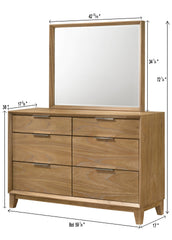 1pc Contemporary 6-Drawer Storage Dresser Natural Wood Finish Wooden Bedroom Furniture
