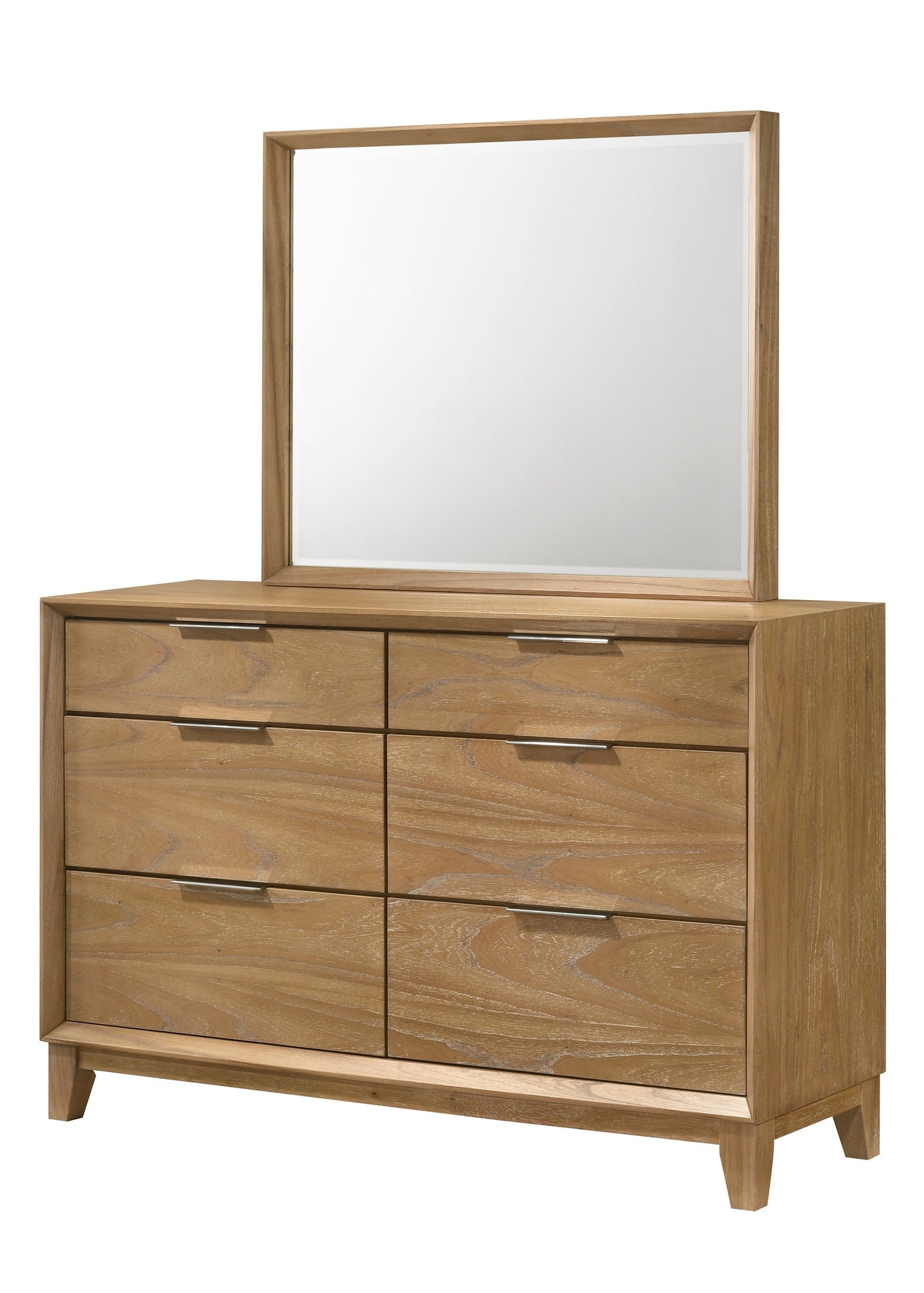 1pc Contemporary 6-Drawer Storage Dresser Natural Wood Finish Wooden Bedroom Furniture