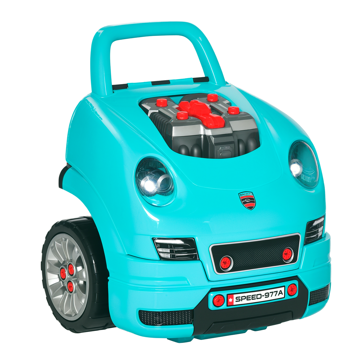 Qaba Mechanic Kids Truck Engine Toy Set, Car Service Play Set, Teal