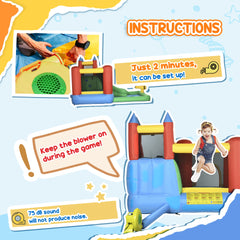 Outsunny Kids Bounce House Inflatable Slide with Splash Pool, Water Cannon, Climbing Wall, Inflator Included, 6 in1 Bouncy Castle Kids Backyard Activity Outdoor Water Play Toy