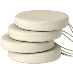 Outsunny Patio Chair Cushions Set of 4 Round Seat Cushions for Dining Bistro Chairs Machine Washable, 15" x 15" x 3", Cream White