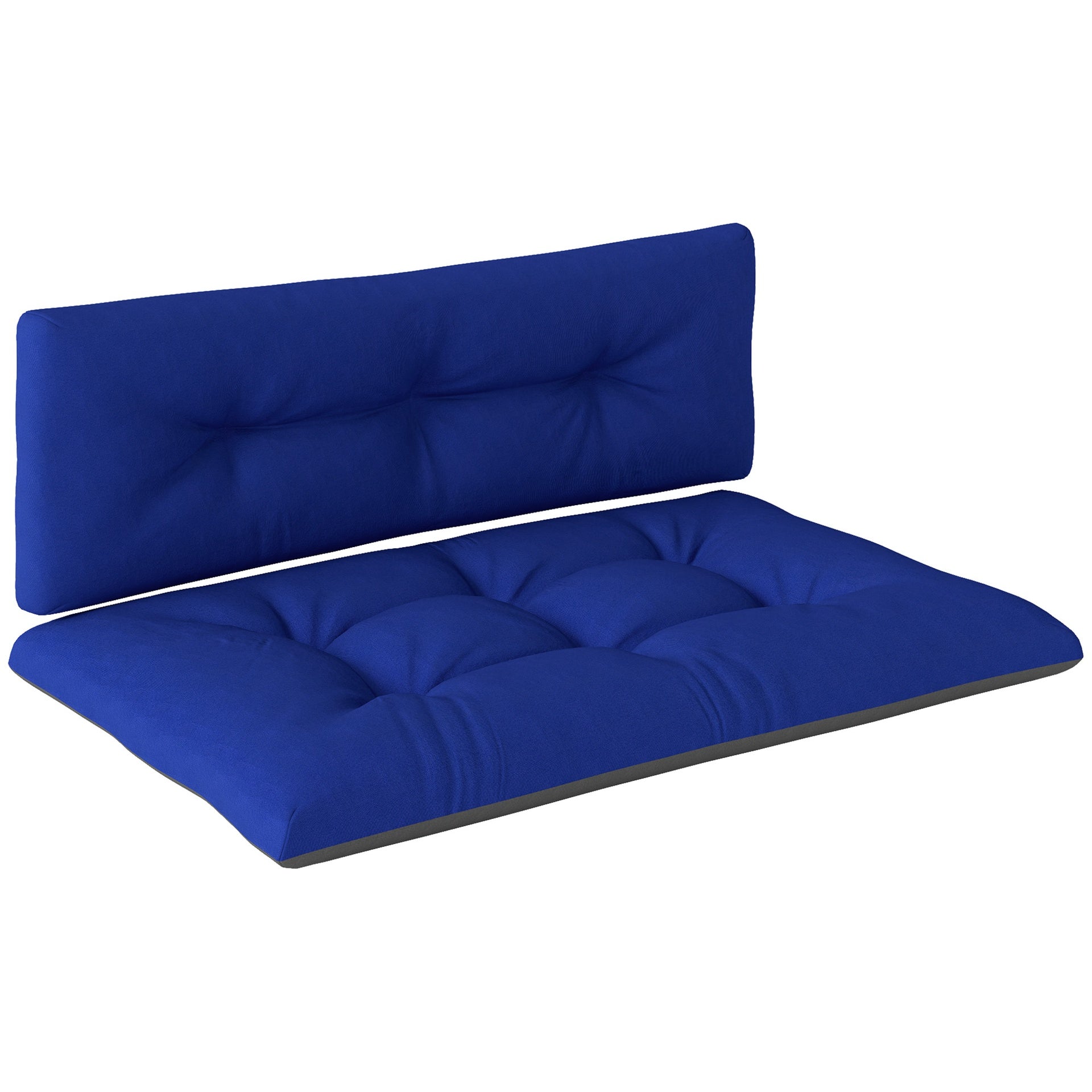 Outsunny 2 Seater Pallet Cushions Outdoor 3.9" Thick Replacement Cushions - Tufted Design for Garden, Patio, Navy Blue
