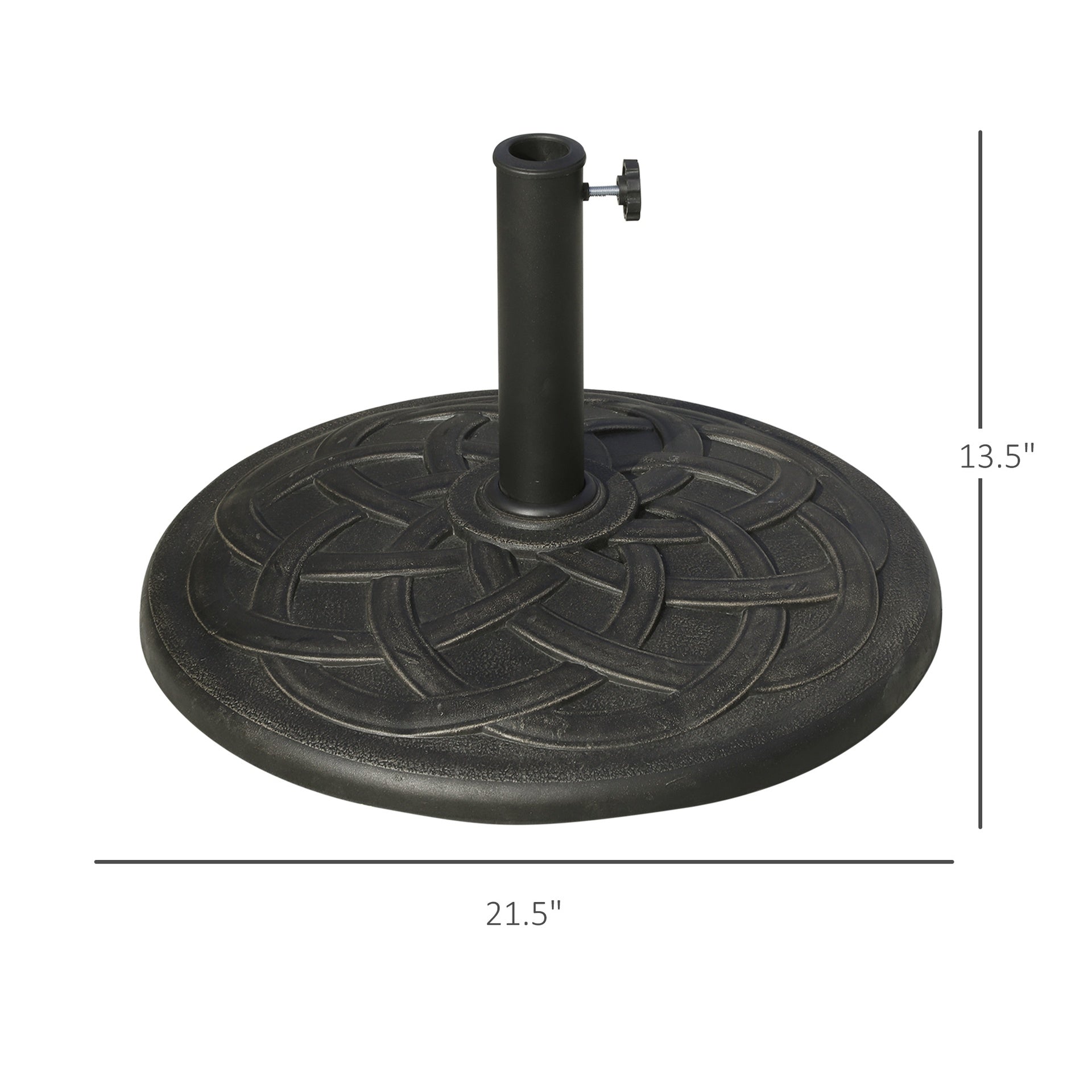 Outsunny 22" 42 lbs Round Resin Umbrella Base Stand Market Parasol Holder with Beautiful Decorative Pattern & Easy Setup, for Φ1.5", Φ1.89" Pole, for Lawn, Deck, Backyard, Garden, Bronze