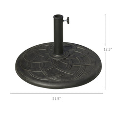 Outsunny 22" 42 lbs Round Resin Umbrella Base Stand Market Parasol Holder with Beautiful Decorative Pattern & Easy Setup, for Φ1.5", Φ1.89" Pole, for Lawn, Deck, Backyard, Garden, Bronze